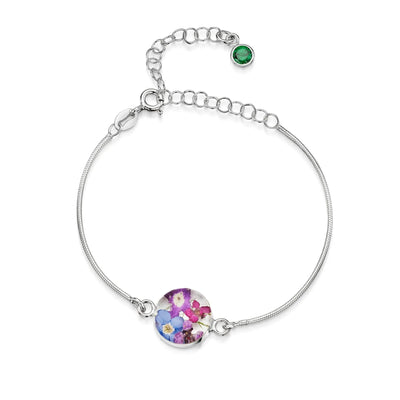 Personalized Sterling Silver Birthstone Flower Bracelet