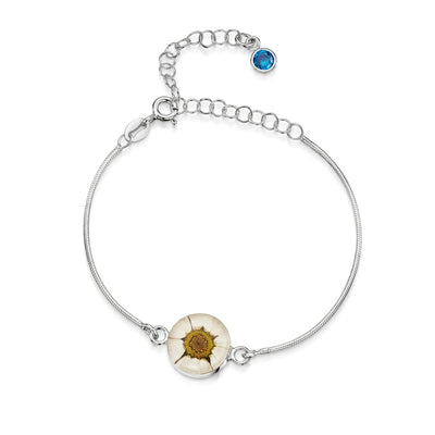 Personalized Sterling Silver Birthstone Flower Bracelet