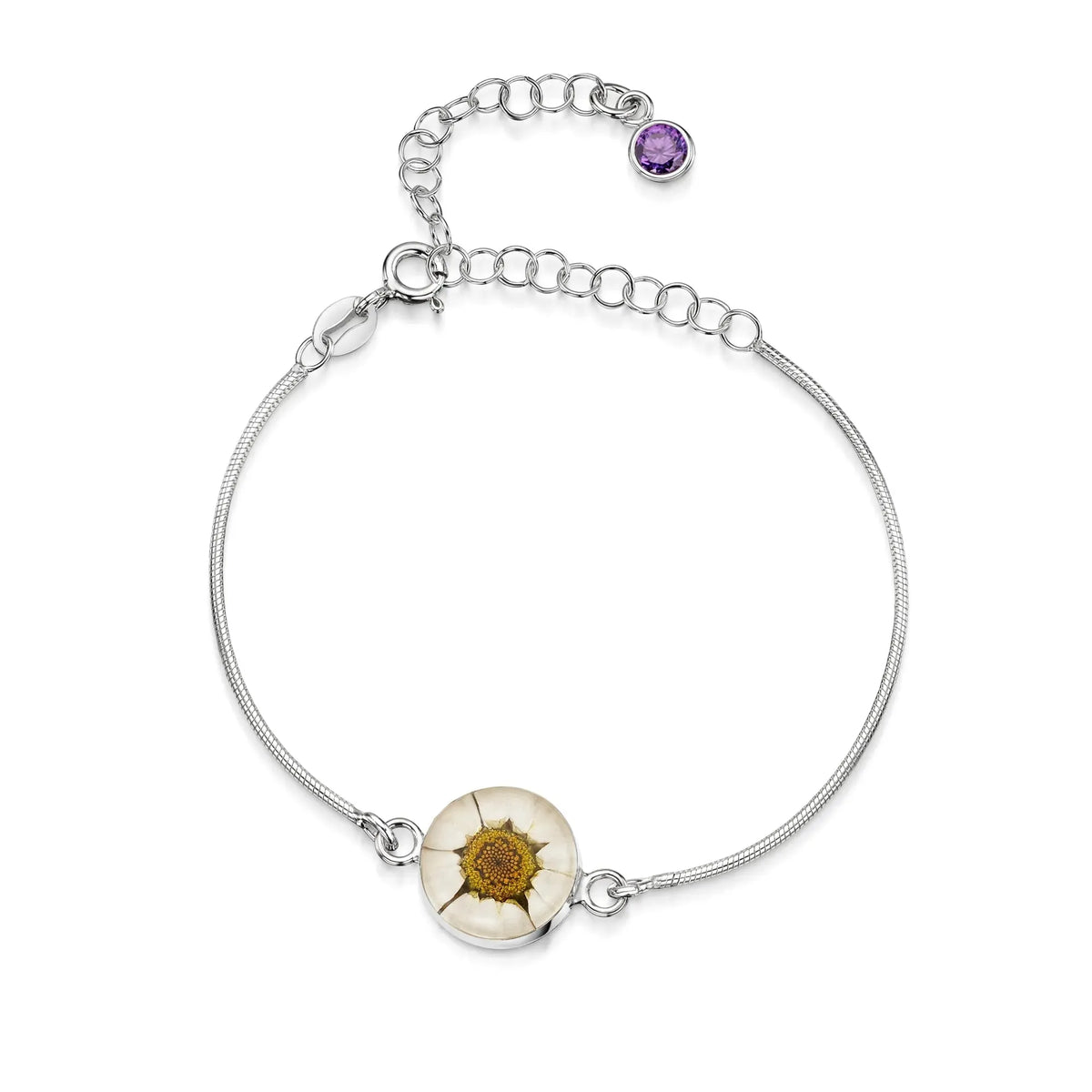 Personalized Sterling Silver Birthstone Flower Bracelet