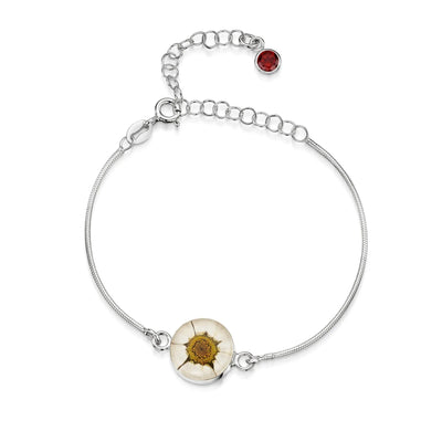 Personalized Sterling Silver Birthstone Flower Bracelet