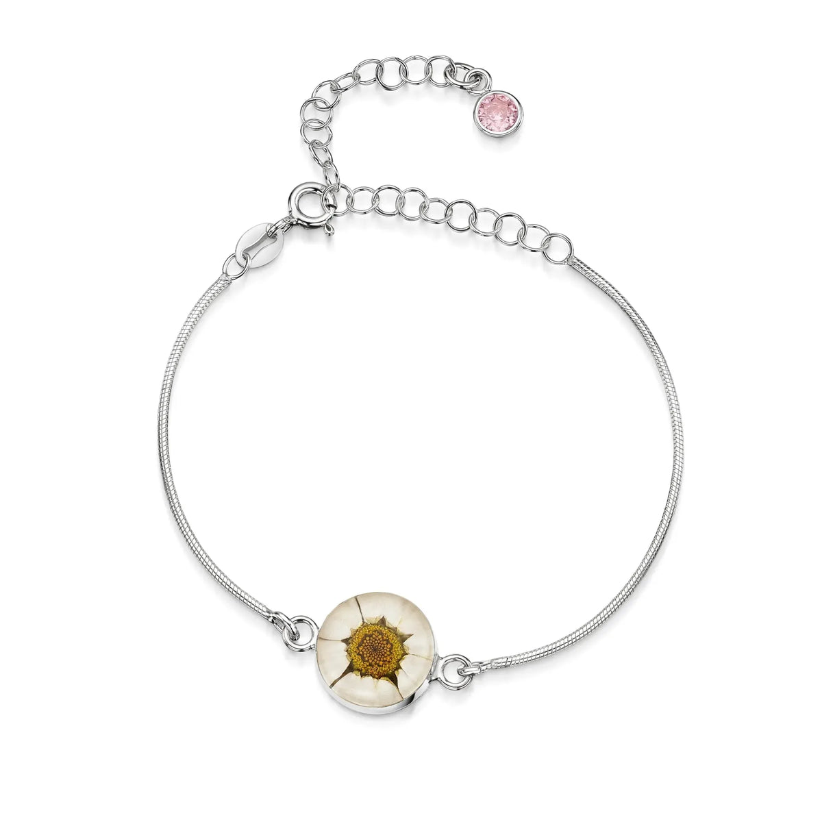 Personalized Sterling Silver Birthstone Flower Bracelet