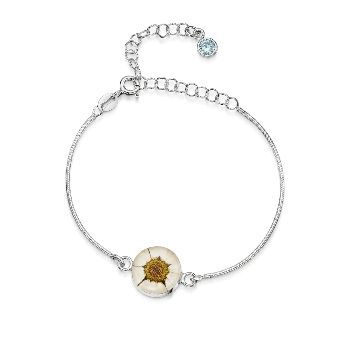 Personalized Sterling Silver Birthstone Flower Bracelet