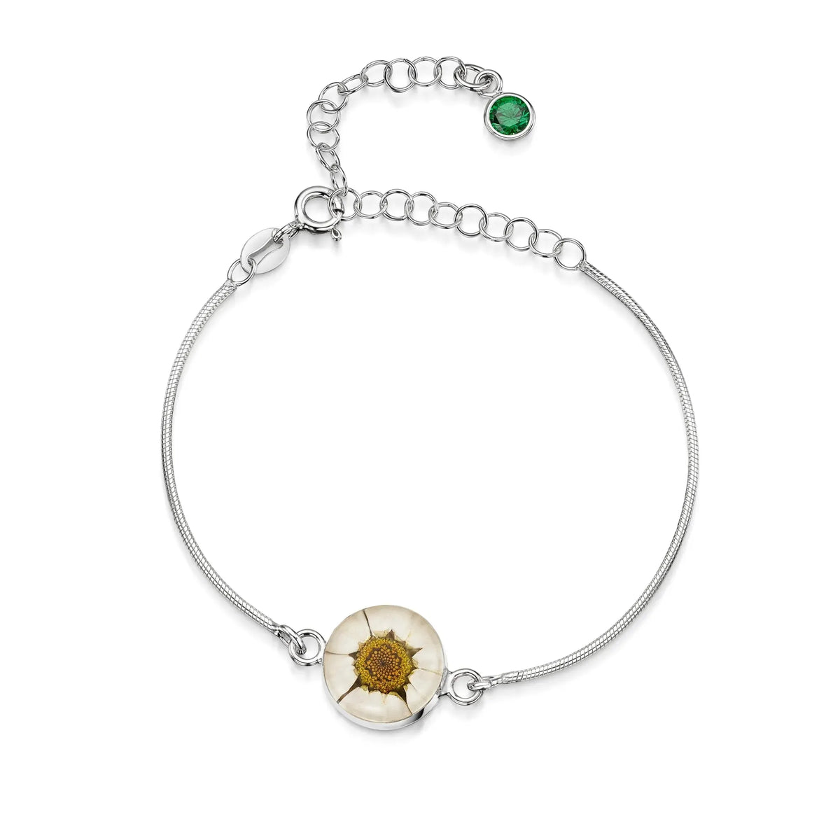 Personalized Sterling Silver Birthstone Flower Bracelet