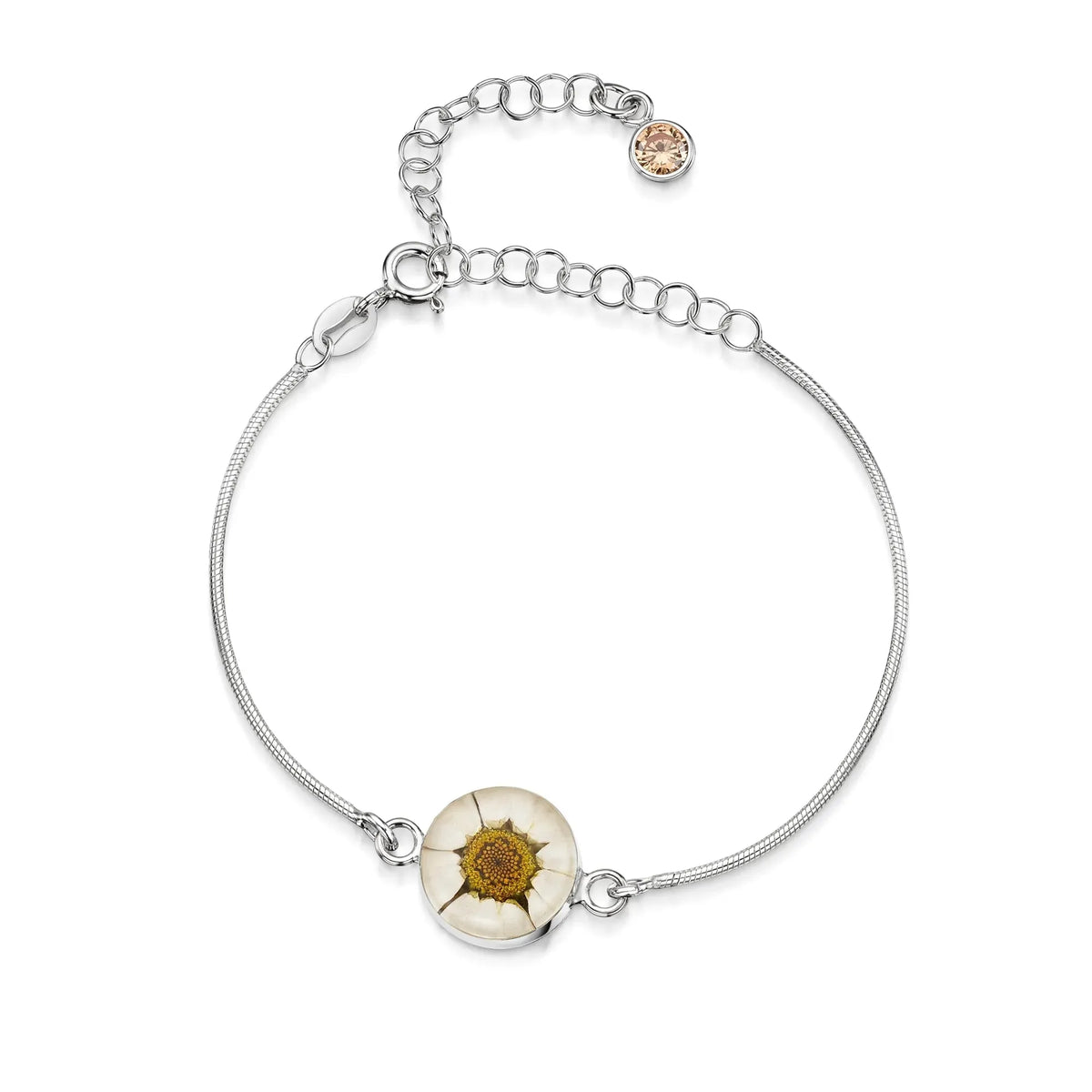 Personalized Sterling Silver Birthstone Flower Bracelet