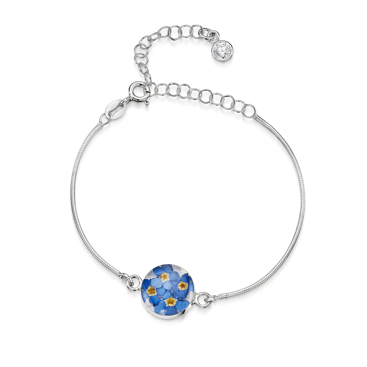 Personalized Sterling Silver Birthstone Flower Bracelet