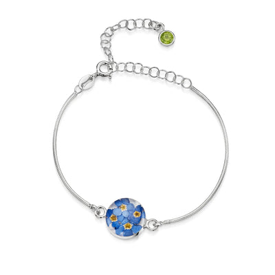 Personalized Sterling Silver Birthstone Flower Bracelet