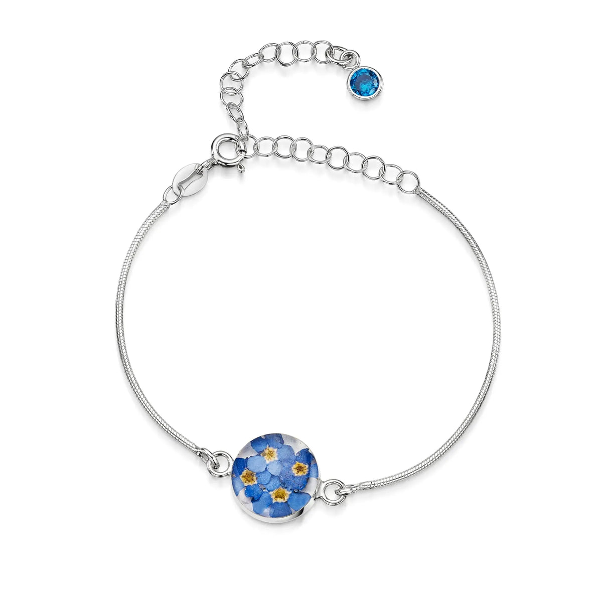 Personalized Sterling Silver Birthstone Flower Bracelet