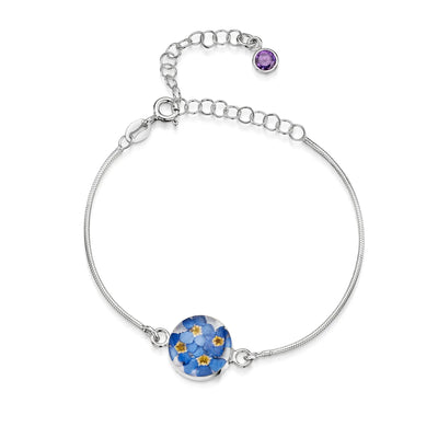 Personalized Sterling Silver Birthstone Flower Bracelet