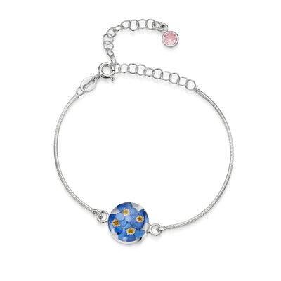 Personalized Sterling Silver Birthstone Flower Bracelet