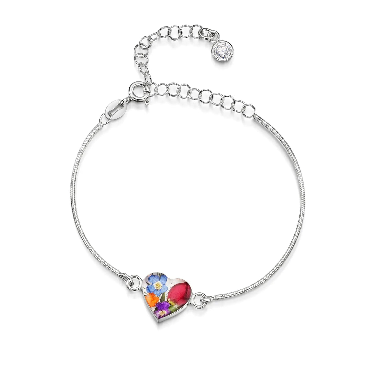 Personalized Sterling Silver Birthstone Flower Bracelet