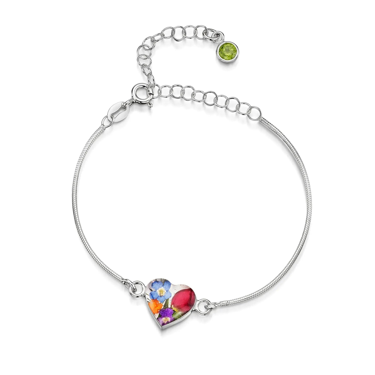 Personalized Sterling Silver Birthstone Flower Bracelet