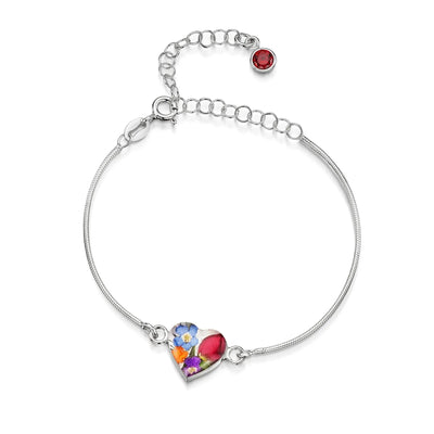 Personalized Sterling Silver Birthstone Flower Bracelet