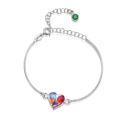 Personalized Sterling Silver Birthstone Flower Bracelet
