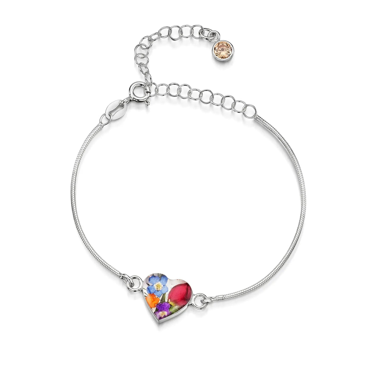 Personalized Sterling Silver Birthstone Flower Bracelet