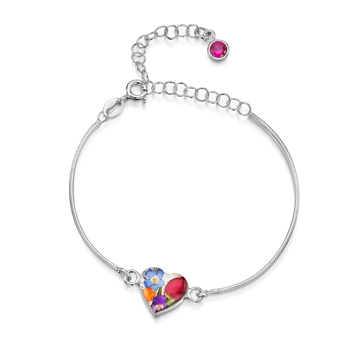 Personalized Sterling Silver Birthstone Flower Bracelet