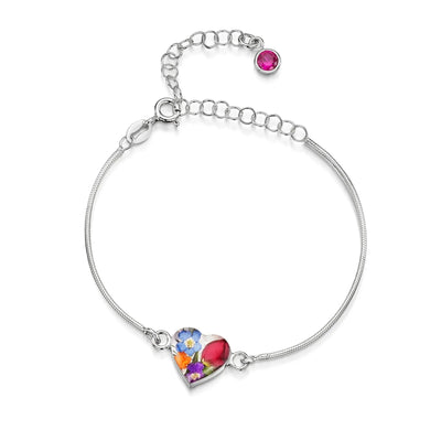 Personalized Sterling Silver Birthstone Flower Bracelet