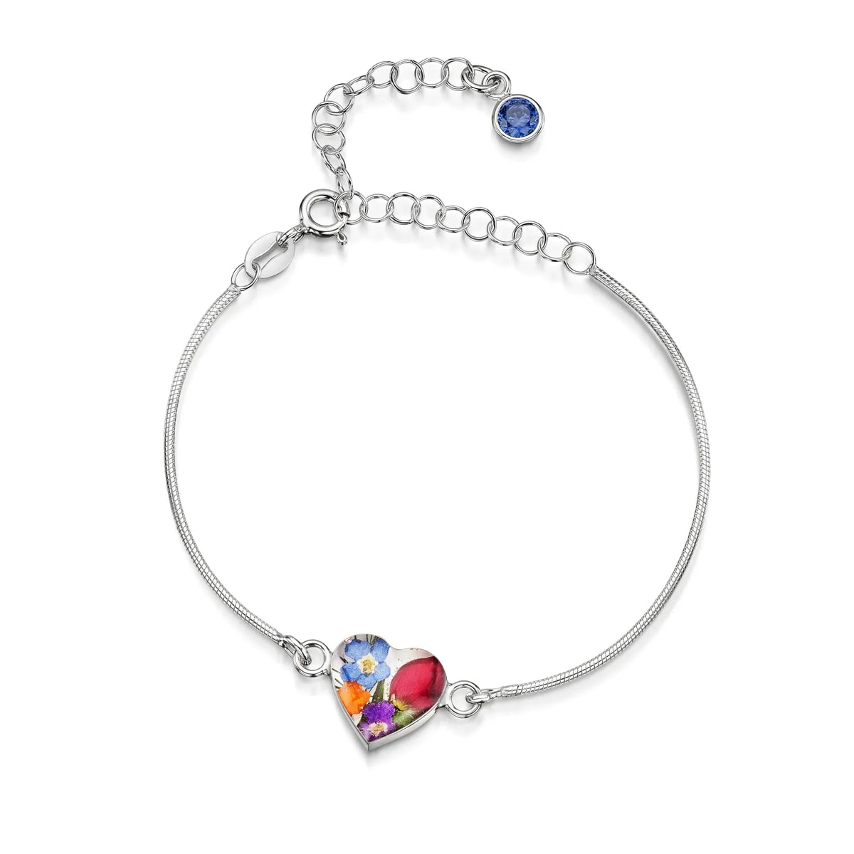 Personalized Sterling Silver Birthstone Flower Bracelet