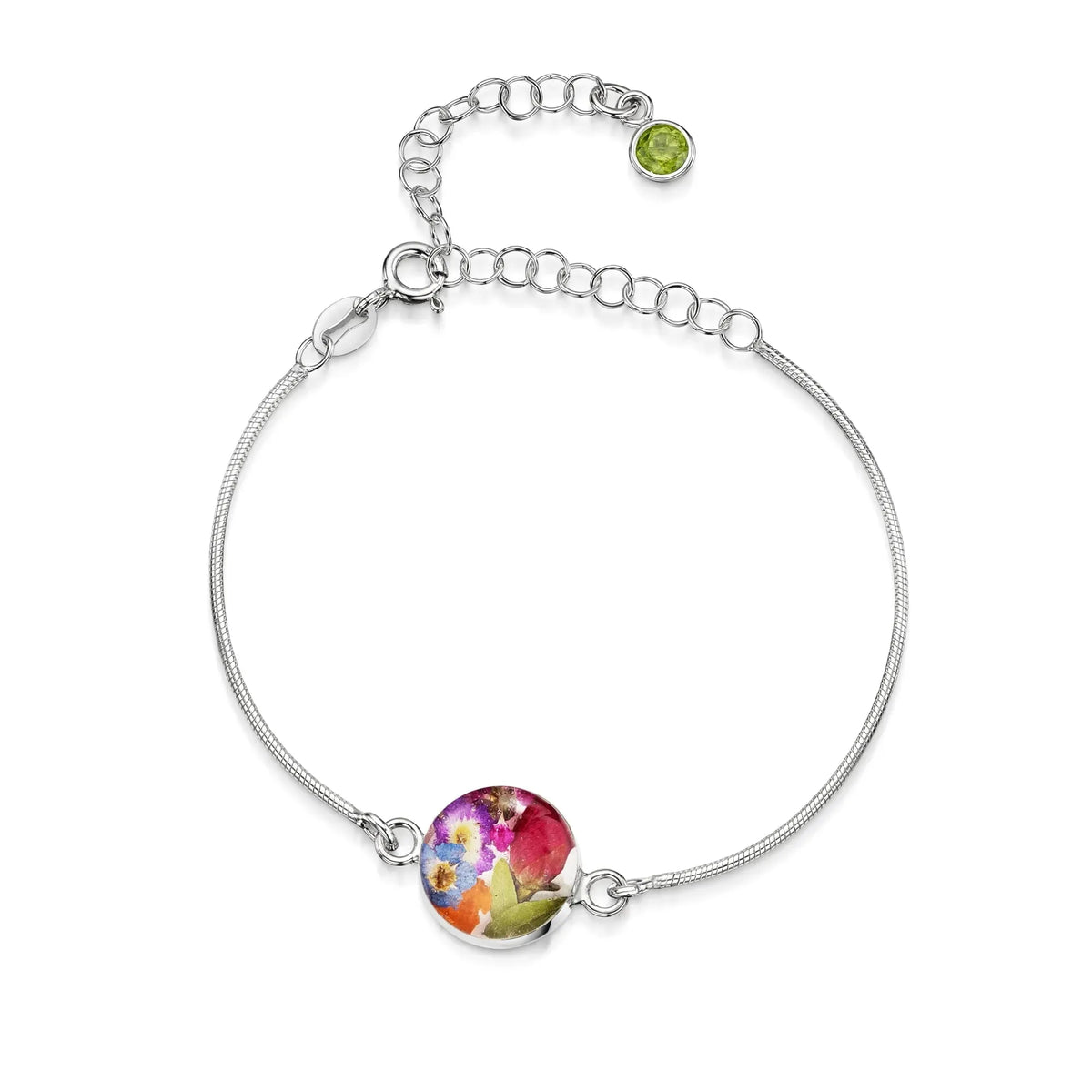 Personalized Sterling Silver Birthstone Flower Bracelet