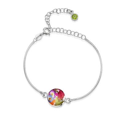 Personalized Sterling Silver Birthstone Flower Bracelet