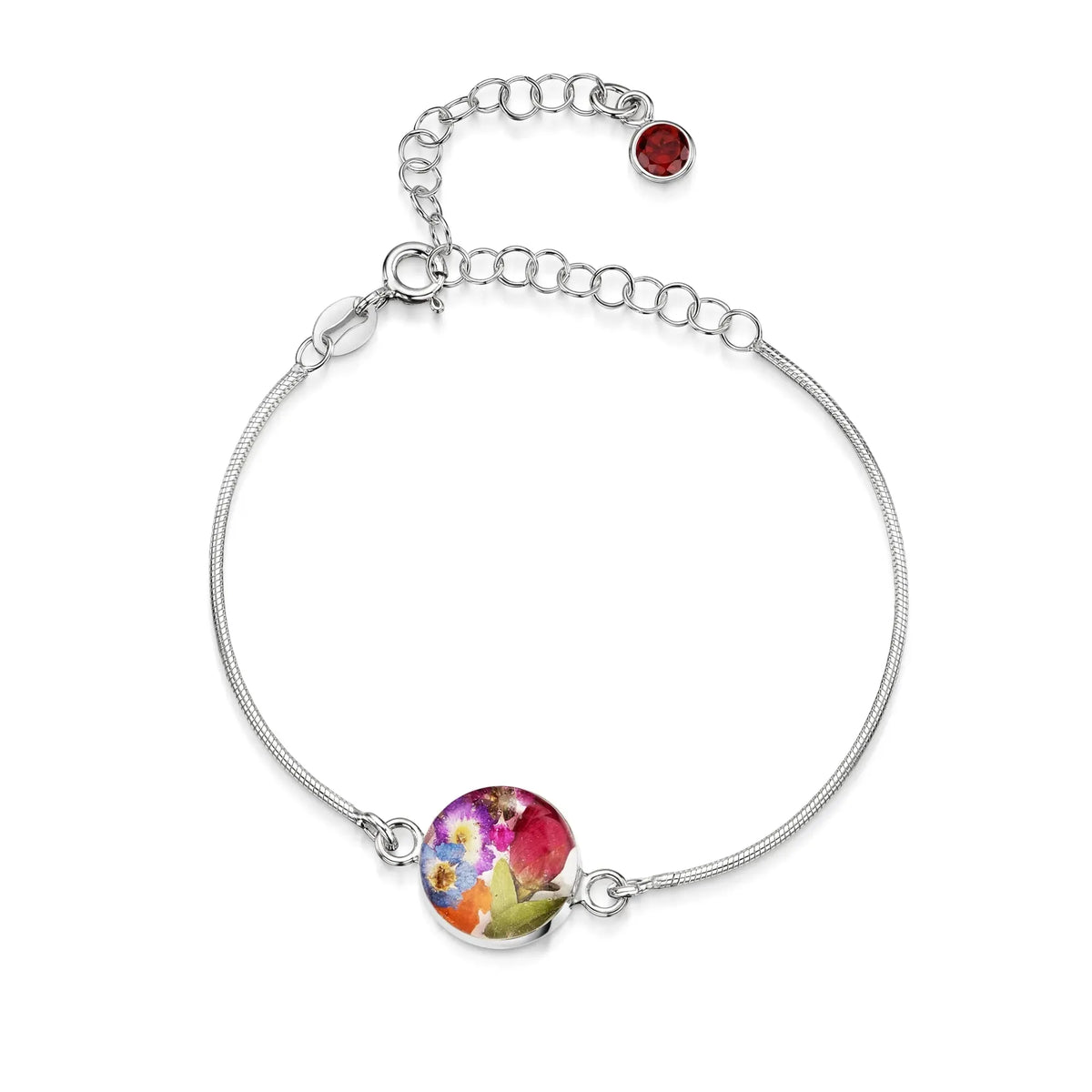 Personalized Sterling Silver Birthstone Flower Bracelet