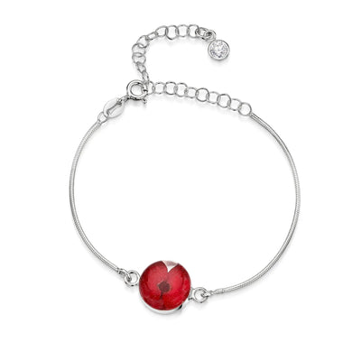 Personalized Sterling Silver Birthstone Flower Bracelet