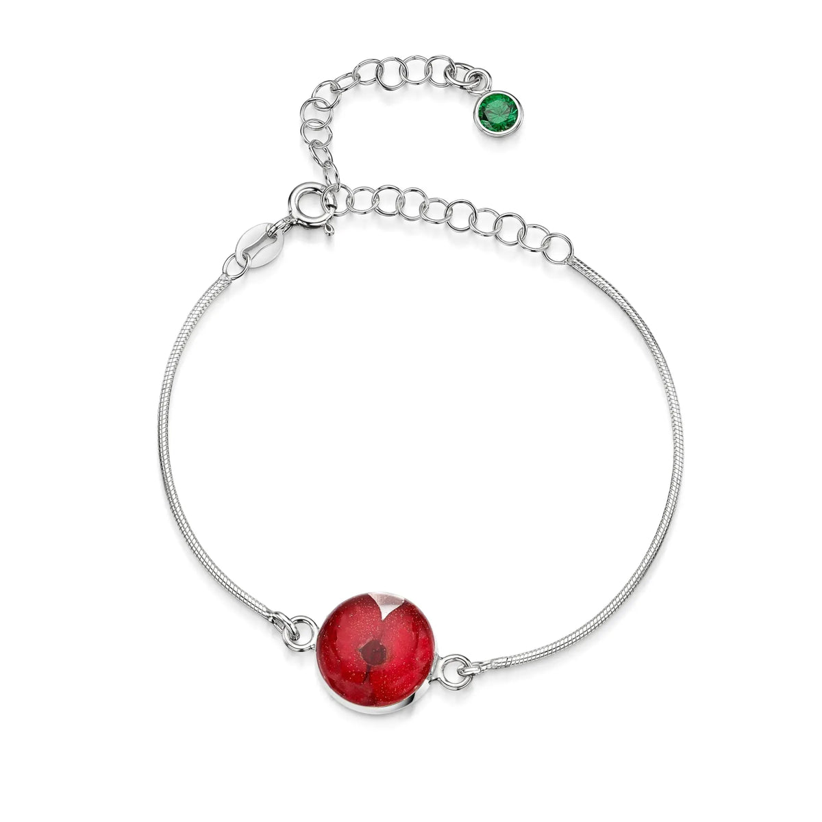 Personalized Sterling Silver Birthstone Flower Bracelet