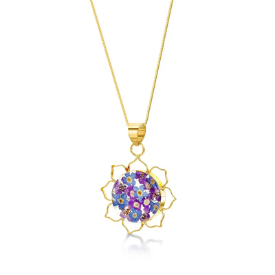 Collar con Colgante de Flor de Loto Haze Púrpura