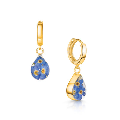 Forget-Me-Not Huggie Earrings - Teardrop