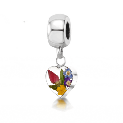 Mixed Flower Heart Bracelet Charm