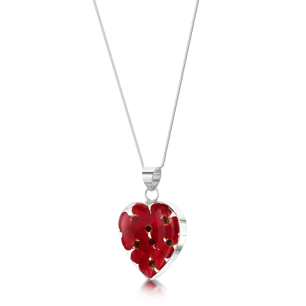 Collar con colgante de corazón y amapola