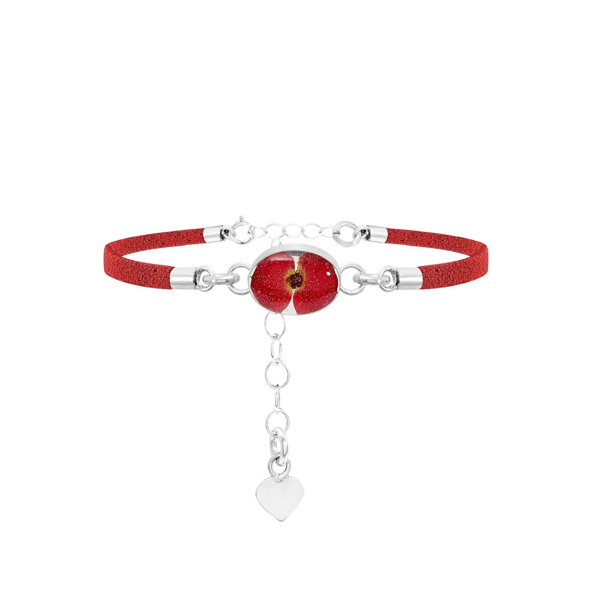 Vegan suede bracelet with real flowers set in Sterling Silver - Perfect gift for teacher