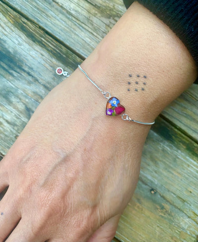 Personalized Sterling Silver Birthstone Flower Bracelet
