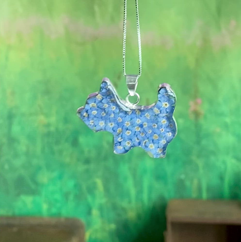 Forget-Me-Not Scotty Dog Pendant Necklace