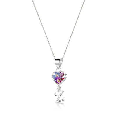 Real flower Pendant Necklace with Initial Charm