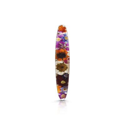 Silver Brooch - Mixed Flowers - Tapered Oval (nickel pin)