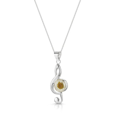 Silver Pendant - Daisy - Treble Clef (m)