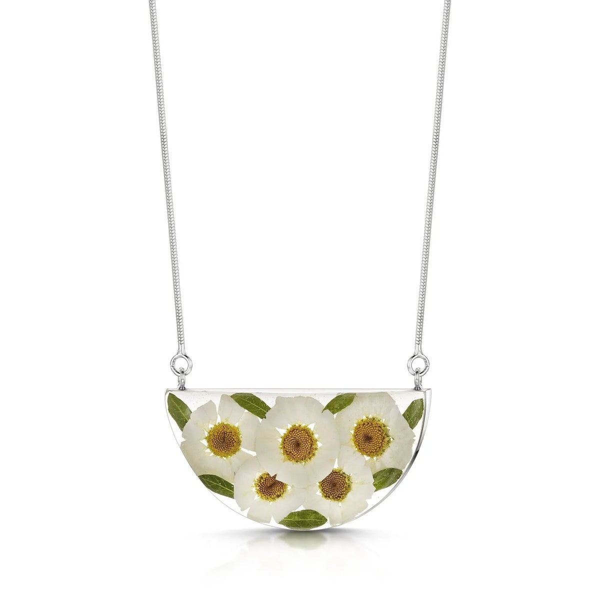 Sterling silver snake chain necklace | Daisy | Half Moon