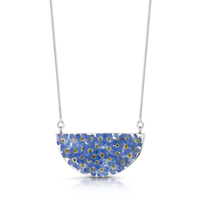 Sterling silver snake chain necklace | Forget me not | Half Moon